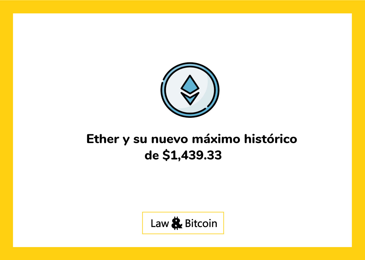 Ether y su nuevo máximo histórico de $ 1,439.33