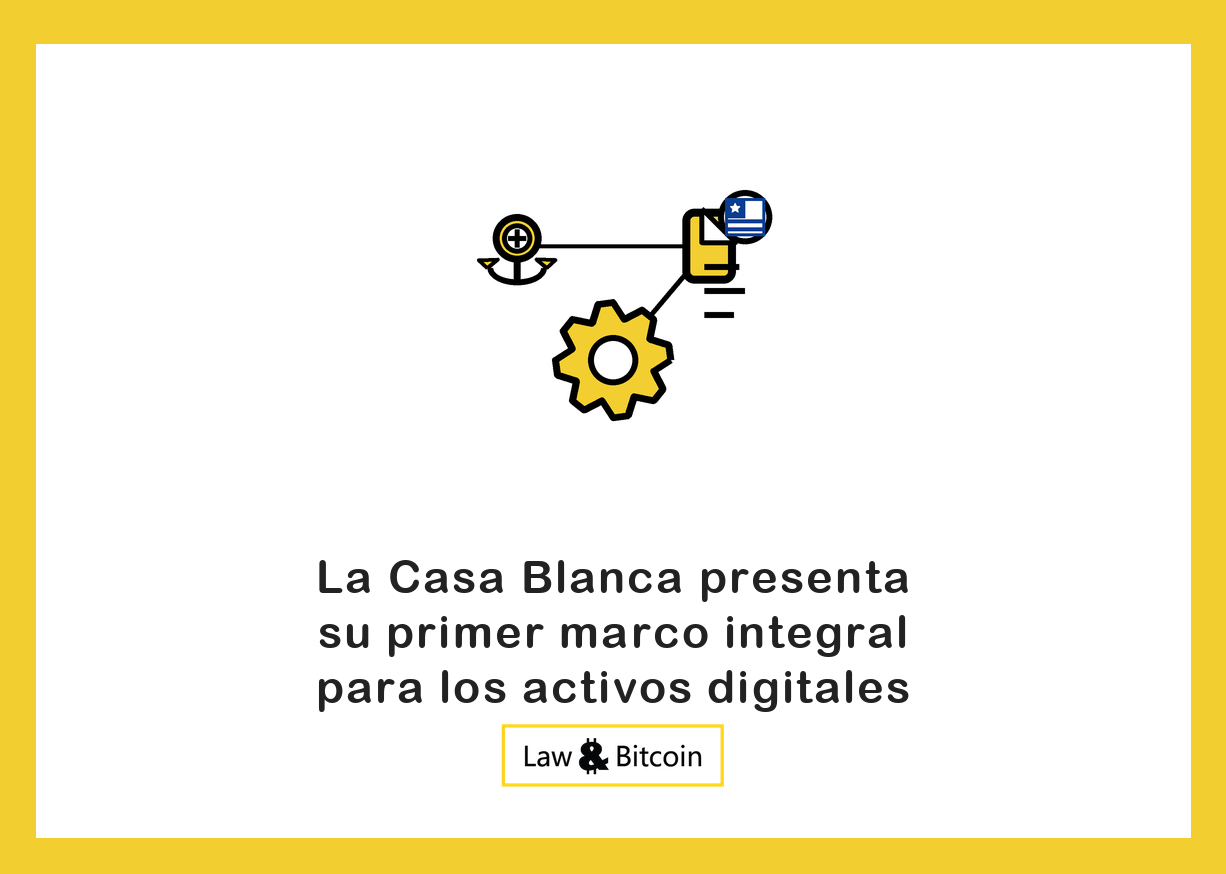 Ilustración editorial de una moneda estable anclada, un documento normativo y un engranaje tecnológico.