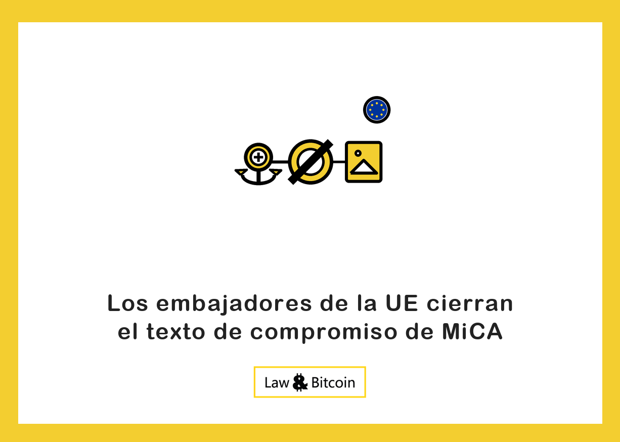Ilustración editorial de una moneda estable anclada, una señal de restricción y un coleccionable digital.