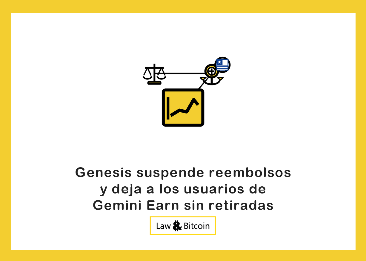 Ilustración editorial de una balanza jurídica, una moneda estable anclada y un gráfico financiero.