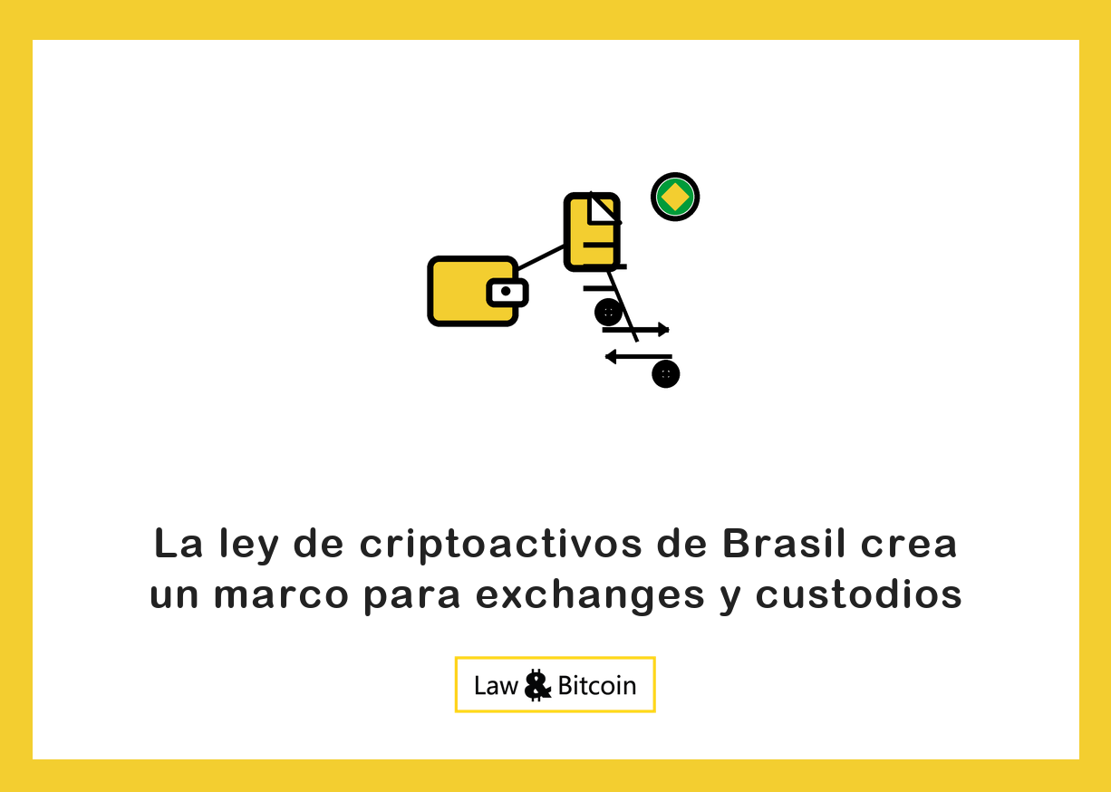 Ilustración editorial de una cartera digital, un documento normativo y flechas de intercambio.