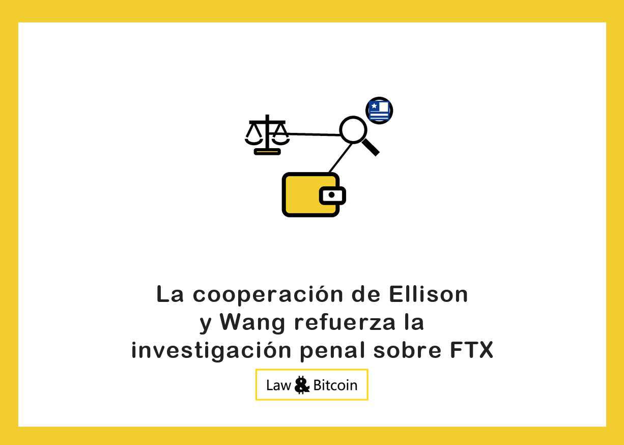 Ilustración editorial de una balanza jurídica, una lupa de supervisión y una cartera digital.