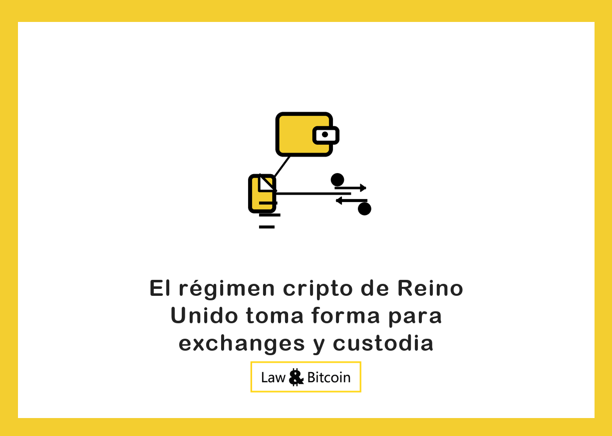 Ilustración editorial de una cartera digital, un documento normativo y flechas de intercambio.