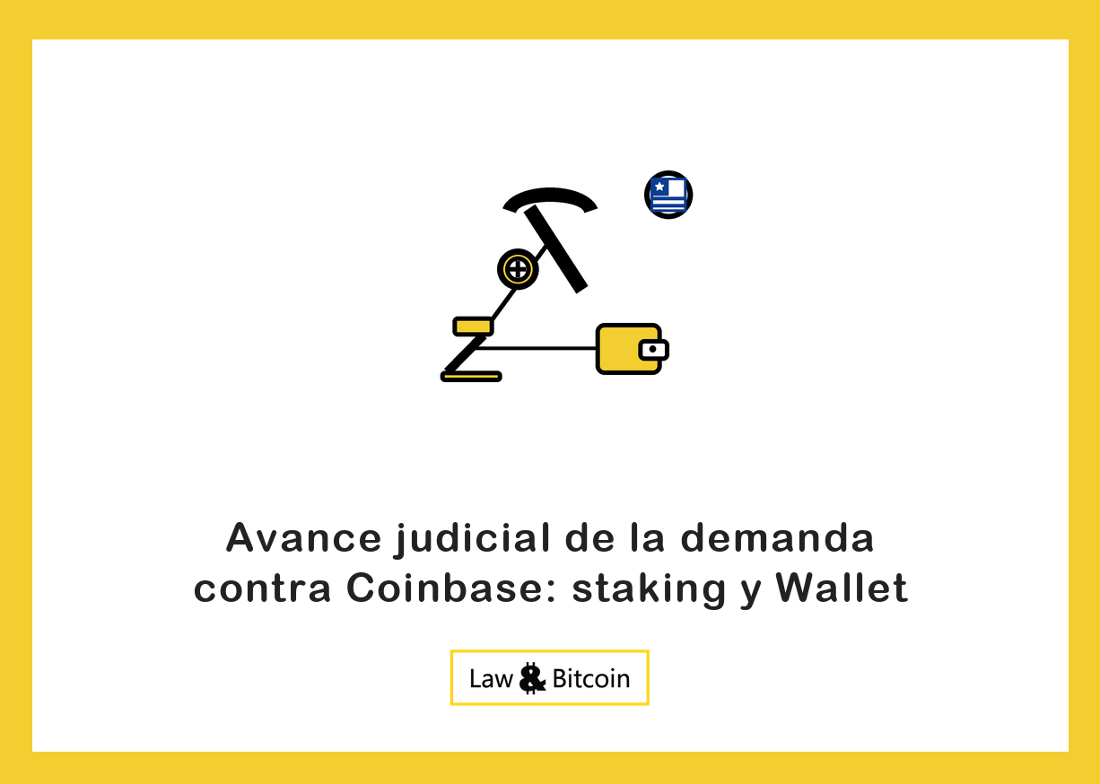 Ilustración editorial de una herramienta de minería, un mazo judicial y una cartera digital.
