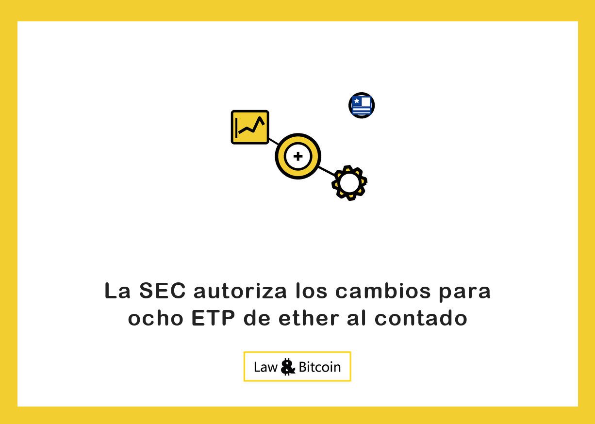 Ilustración editorial de un gráfico financiero, una moneda digital y un engranaje tecnológico.