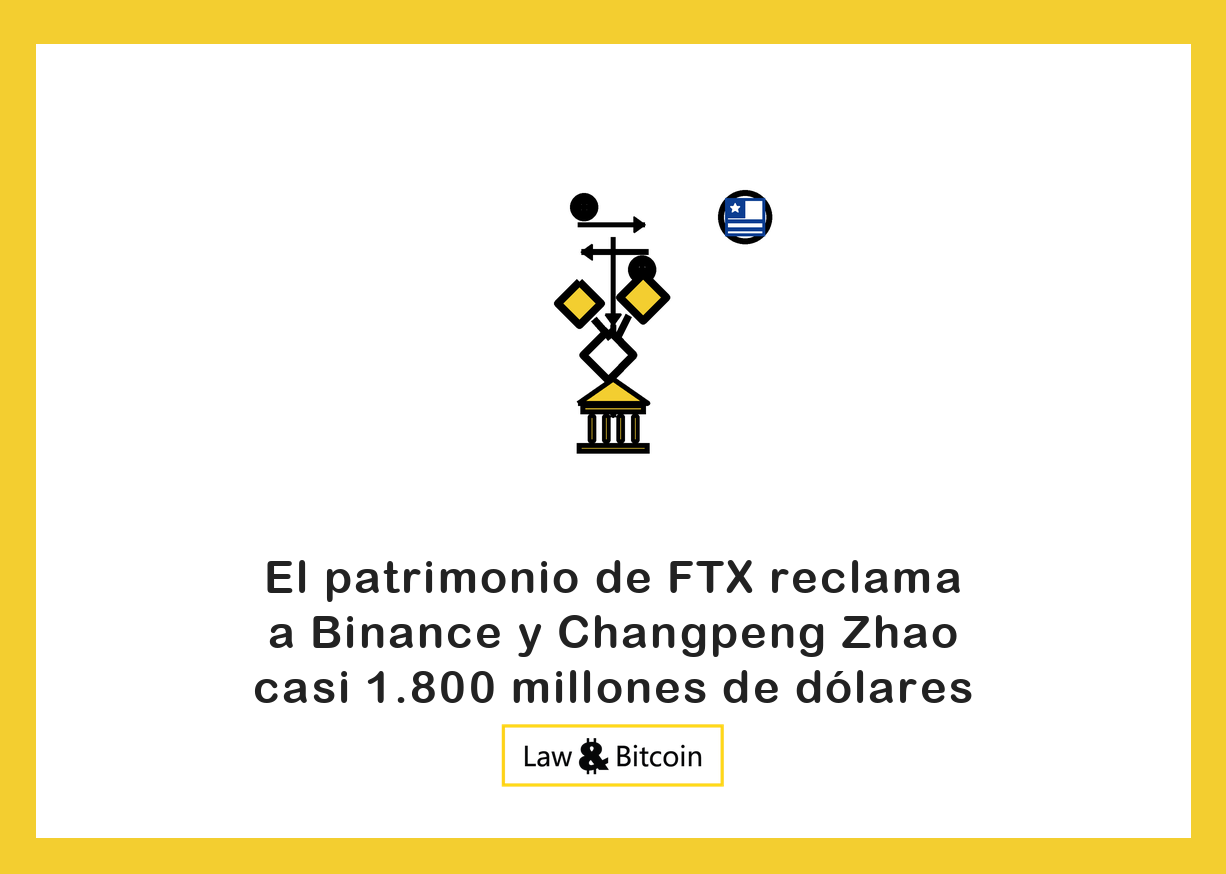 Ilustración editorial de flechas de intercambio, activos tokenizados y un edificio bancario.