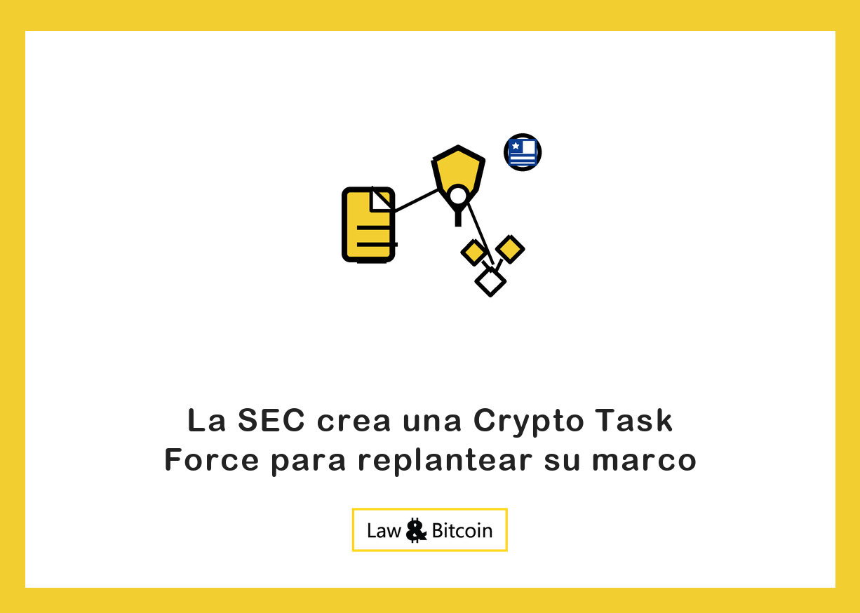 Ilustración editorial de un documento normativo, un escudo de protección y activos tokenizados.
