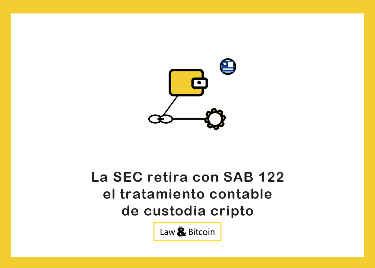Ilustración editorial de una cartera digital, eslabones de una cadena y un engranaje tecnológico.
