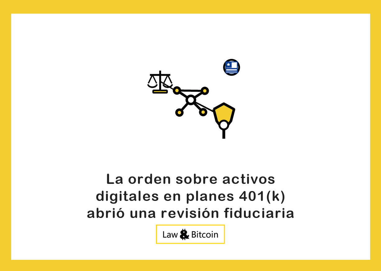 Ilustración editorial de una balanza jurídica, una red de nodos y un escudo de protección.