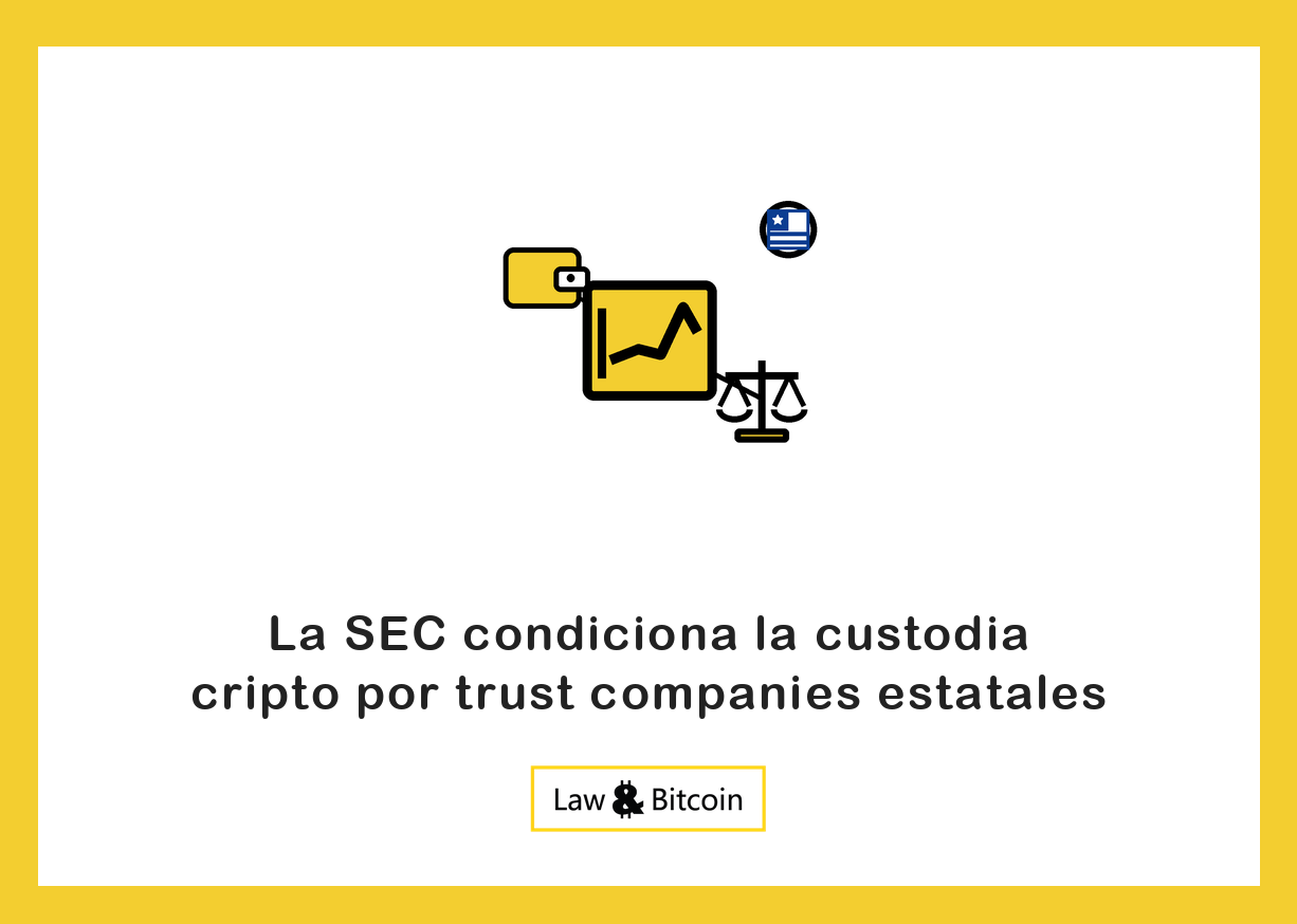 Ilustración editorial de una cartera digital, un gráfico financiero y una balanza jurídica.
