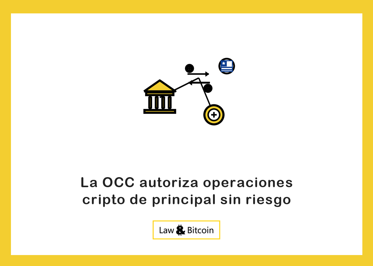 Ilustración editorial de un edificio bancario, flechas de intercambio y una moneda digital.