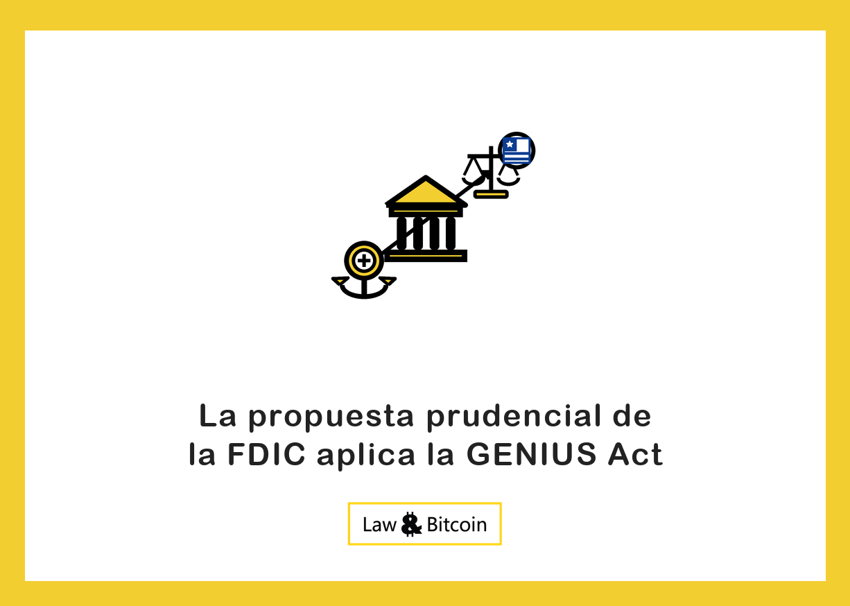Ilustración editorial de una moneda estable anclada, un edificio bancario y una balanza jurídica.