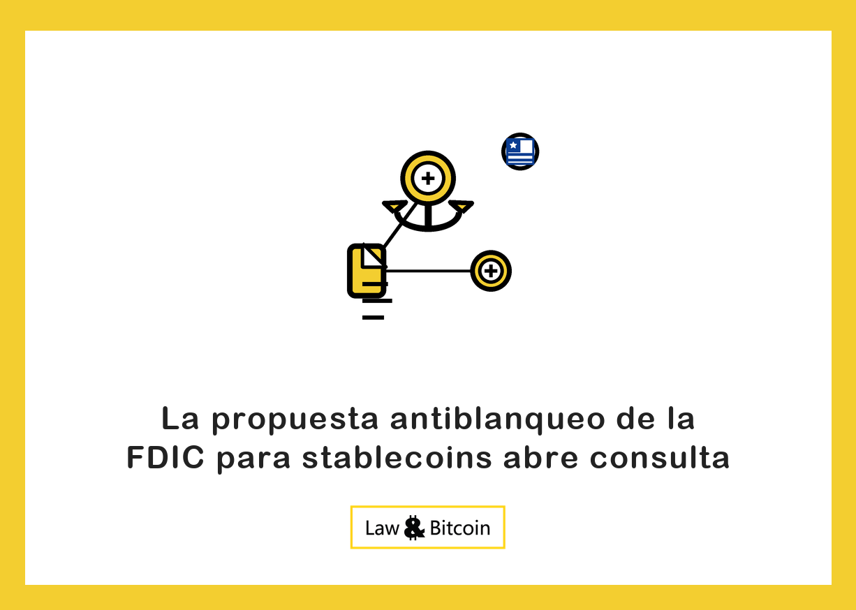 Ilustración editorial de una moneda estable anclada, un documento normativo y una moneda digital.
