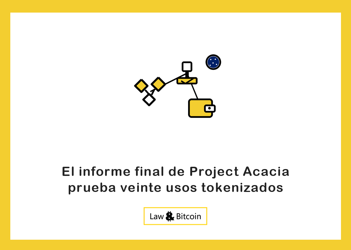 Ilustración editorial de activos tokenizados, un sello de aprobación y una cartera digital.