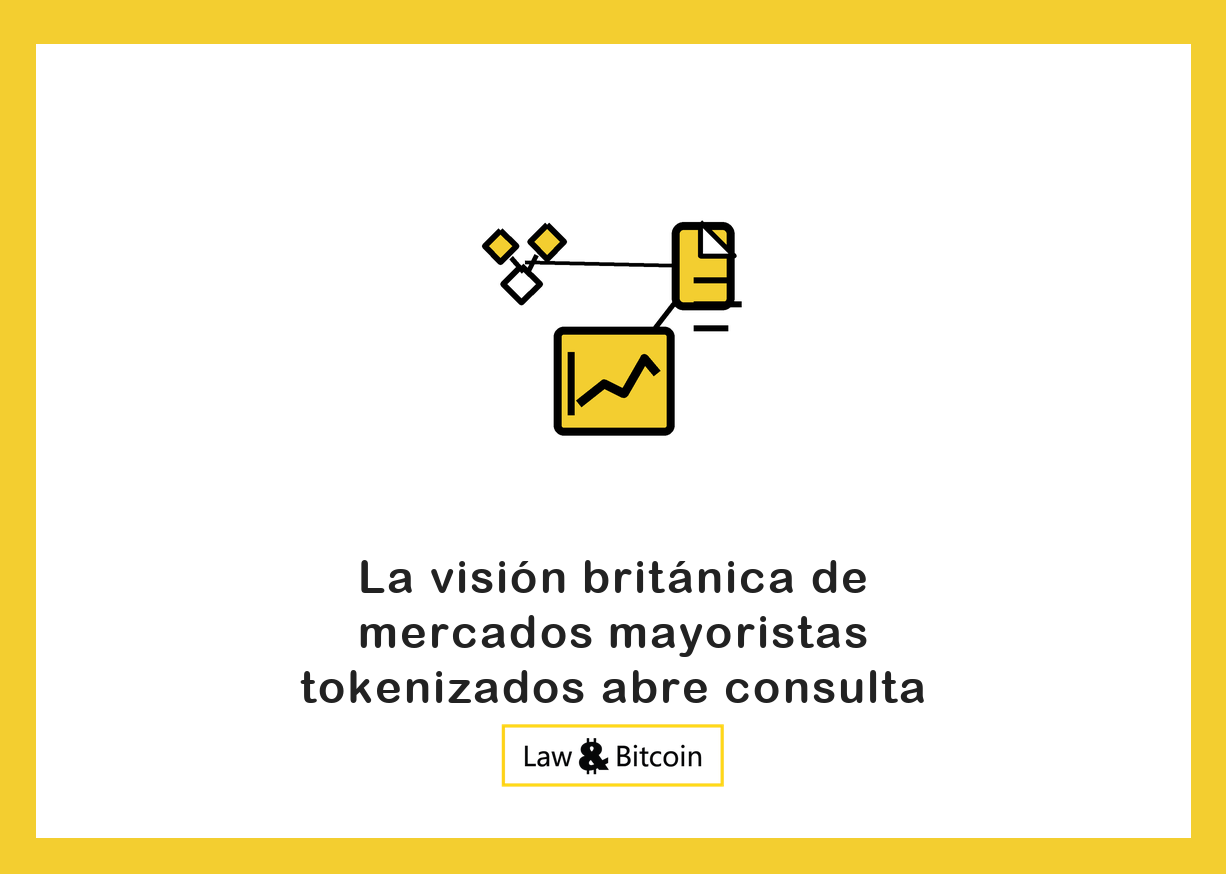 Ilustración editorial de activos tokenizados, un documento normativo y un gráfico financiero.