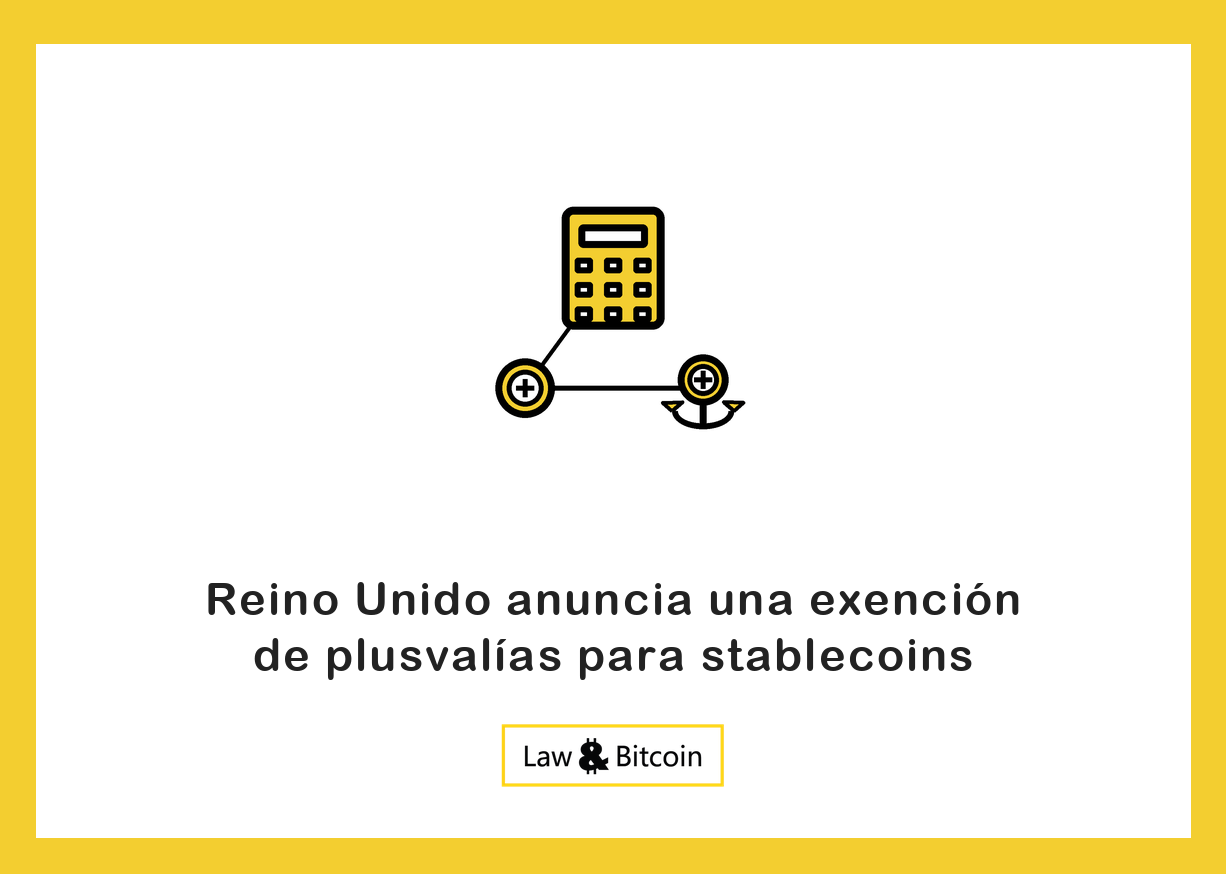 Ilustración editorial de una calculadora fiscal, una moneda digital y una moneda estable anclada.