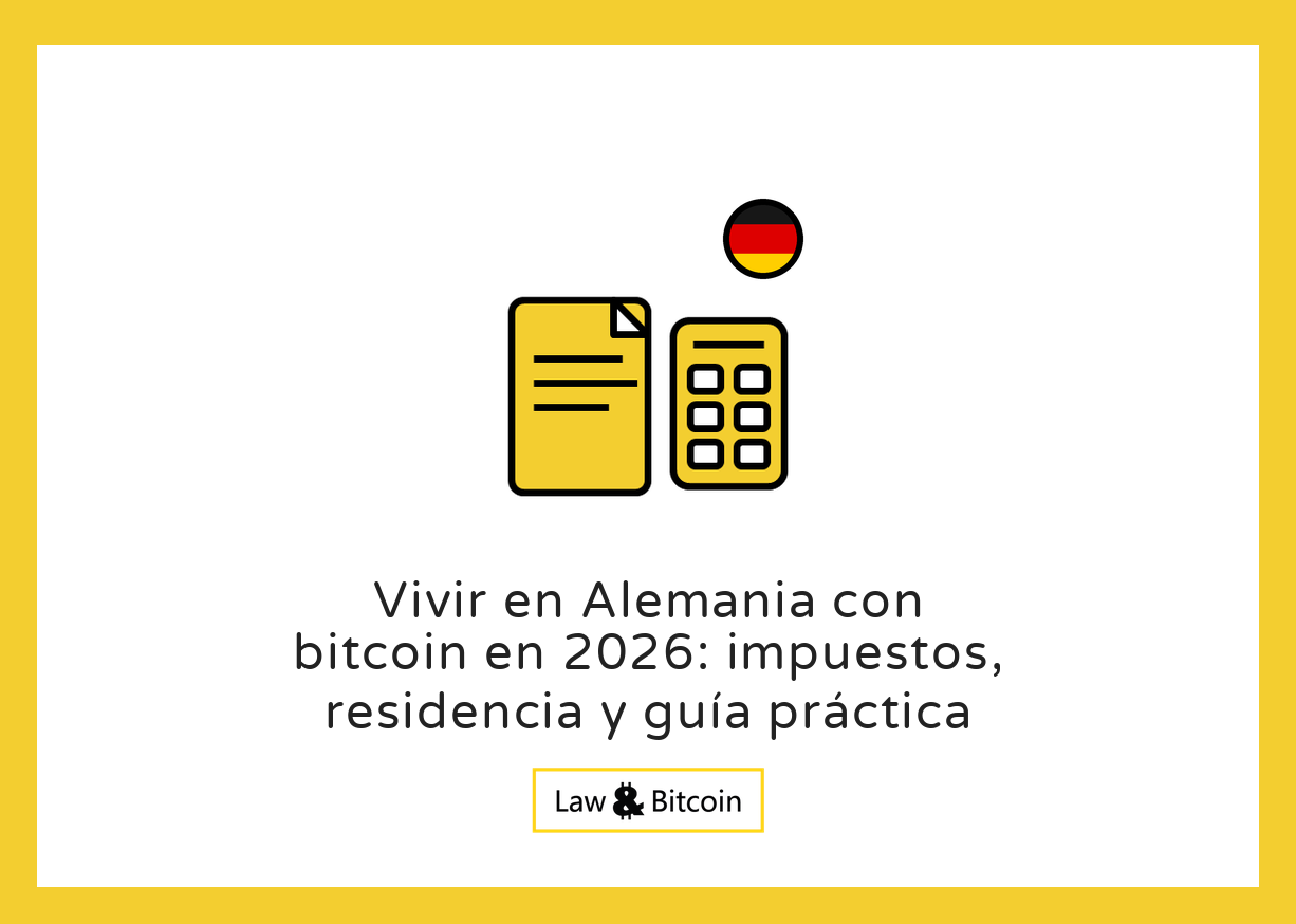 Ilustración editorial para la guía sobre bitcoin, impuestos y residencia en Alemania.