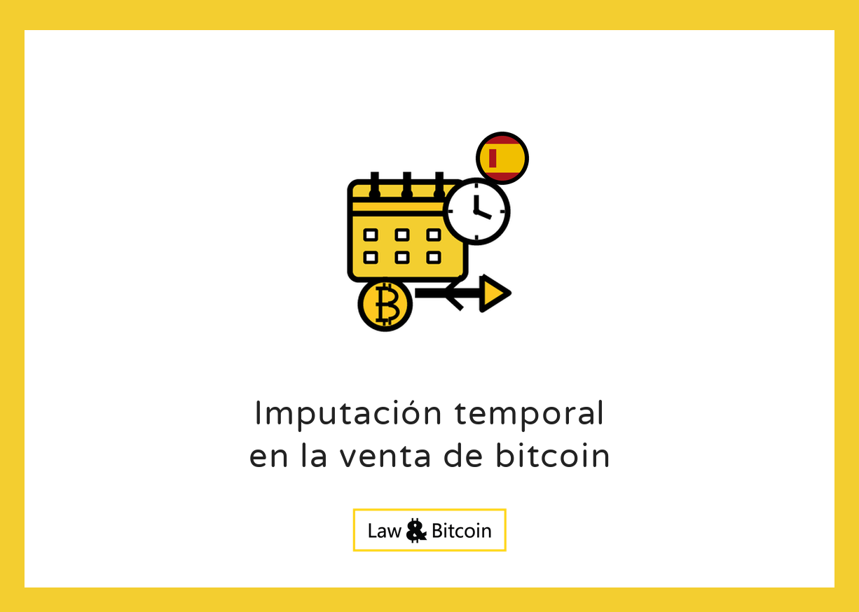 Ilustración editorial sobre la imputación temporal en la venta de bitcoin.