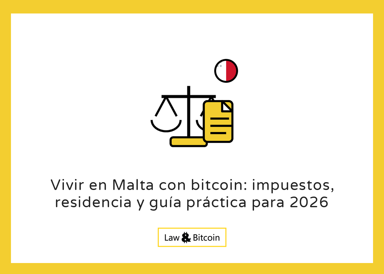 Ilustración editorial para la guía sobre bitcoin, impuestos y residencia en Malta.