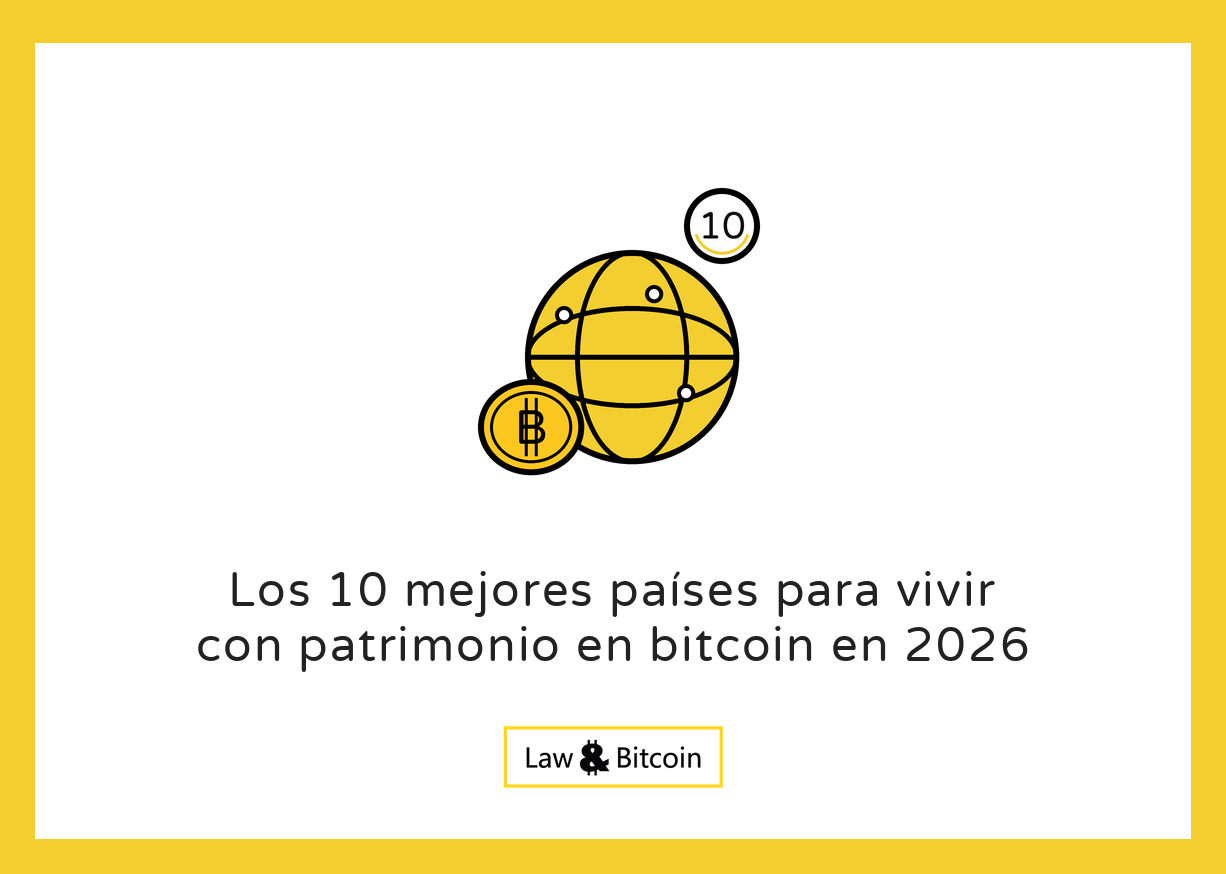 Ilustración editorial para la guía de los diez mejores países para vivir con patrimonio en bitcoin en 2026.