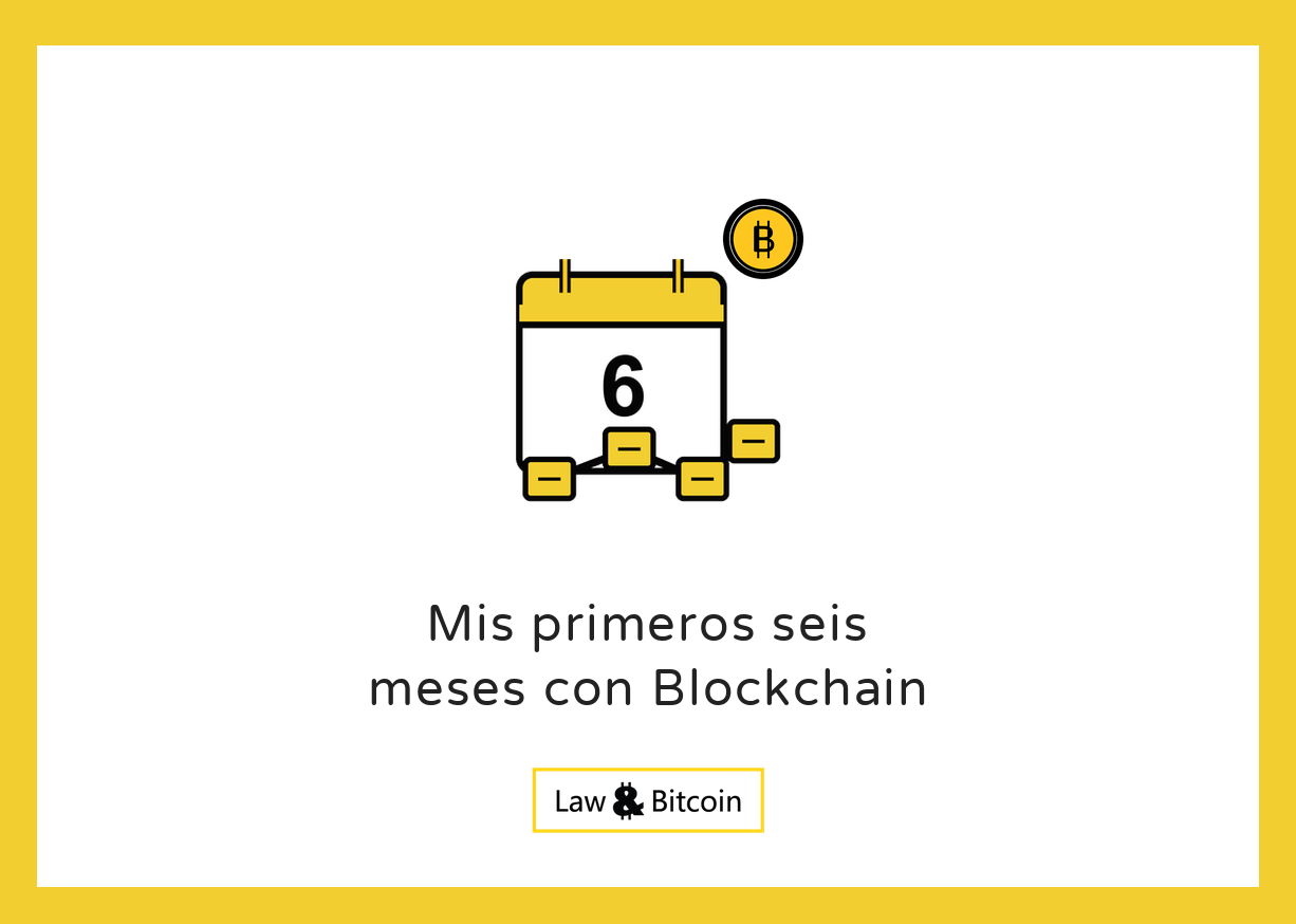 Ilustración editorial de seis meses de aprendizaje y experiencia con blockchain.