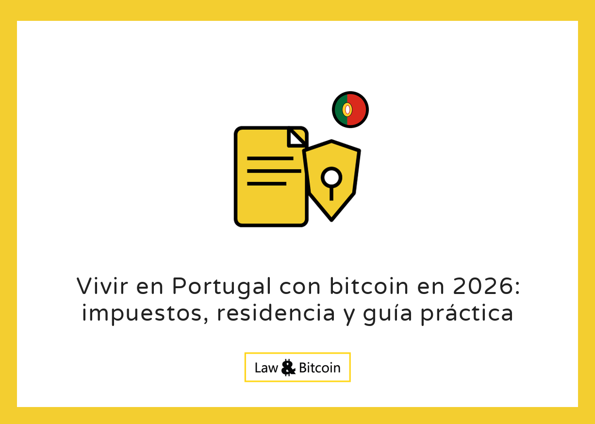 Ilustración editorial para la guía sobre bitcoin, impuestos y residencia en Portugal.