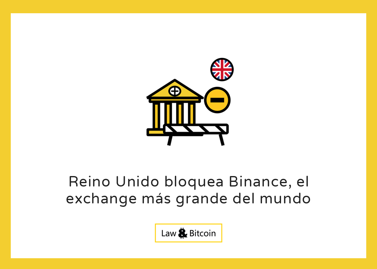 Ilustración editorial sobre el bloqueo de Binance en Reino Unido.