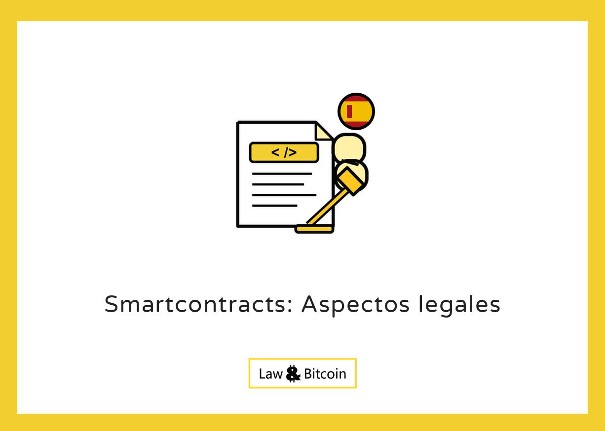 Ilustración editorial sobre los aspectos legales de los smart contracts.